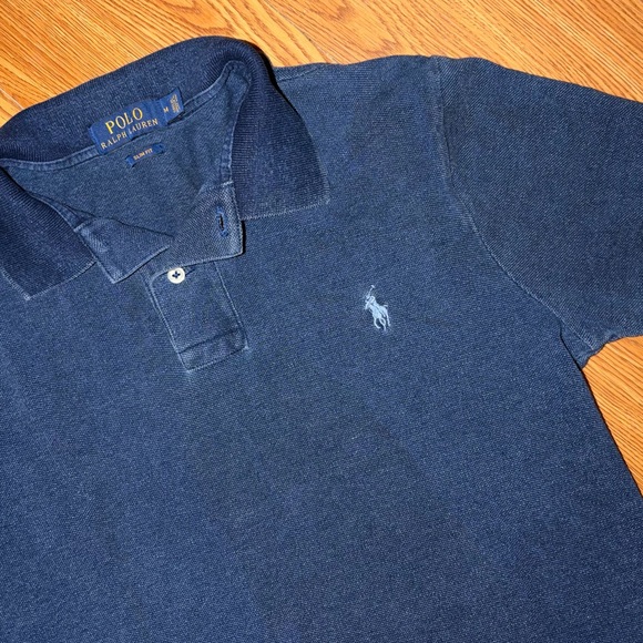 Polo Ralph Lauren Indigo Mesh Polo Shirt Slim Fit - Picture 4 of 6